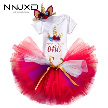 

Newborn Baby Unicorn Outfit 1st Baby Girls Birthday Dresses 2020 Brand Princess First Years Baptism Party Dress infant Clothes