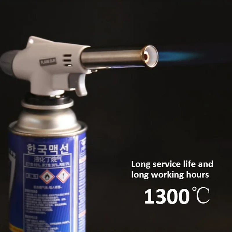 Portable Gas Welding Torch Flamethrower Burner Butane Automatic Ignition Baking Fire Gas Blow Torch Airbrush Outdoor BBQ Tool