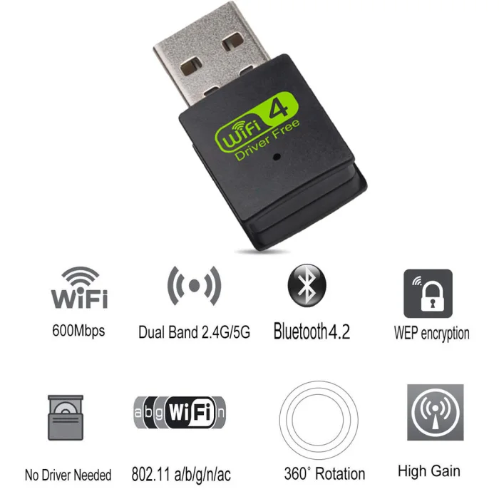 Горячий USB WiFi Bluetooth адаптер двухдиапазонный беспроводной внешний приемник ключ для ПК ноутбука