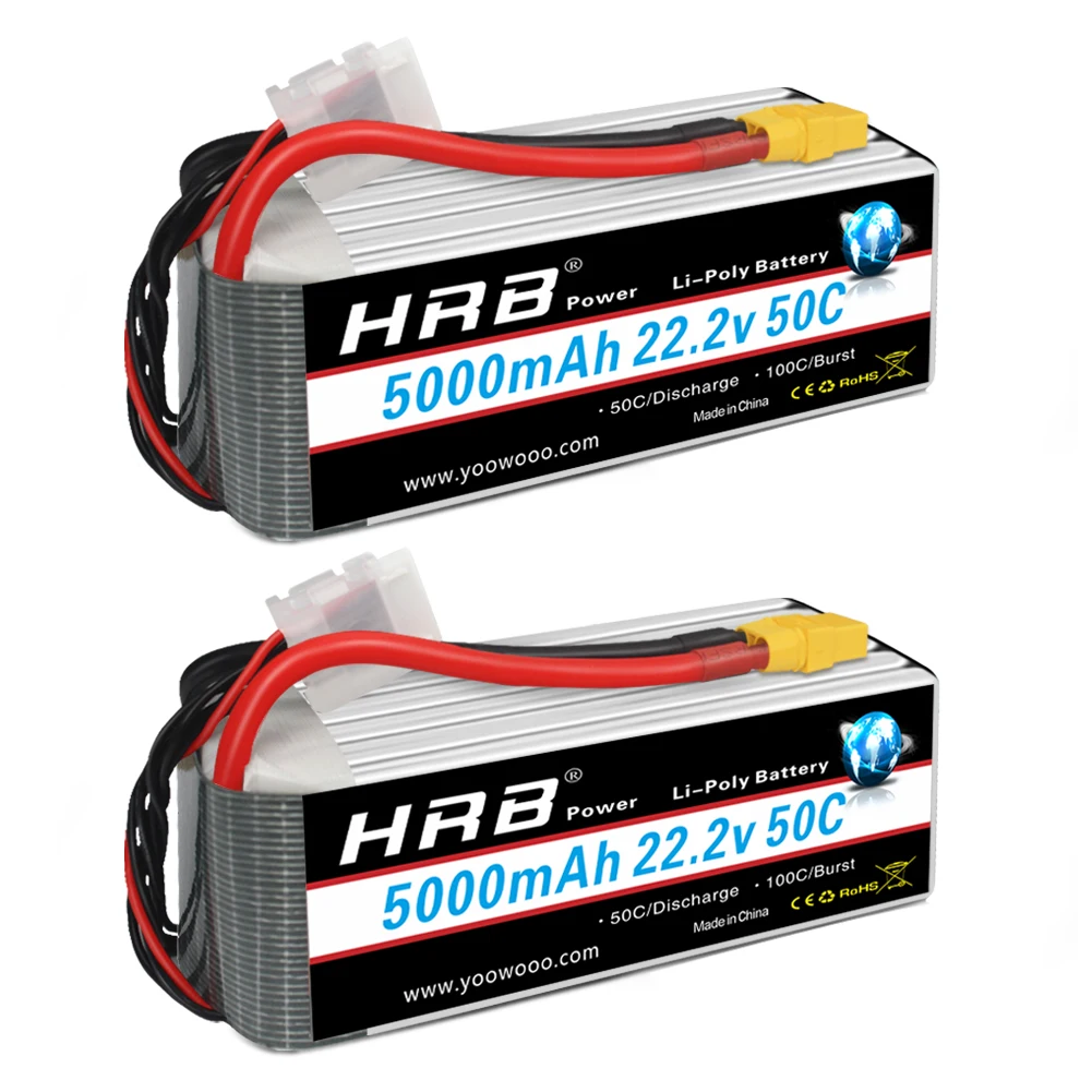 HRB 2 stuks 6S 22.2V 4000mAh 60C Lipo-batterij met EC5-stekker voor RC Quadcopter Helikopter Auto Truck Boot Hobby HRB 2 stuks 6S 22.2V 4000mAh 60C Lipo-batterij met EC5-stekker voor RC Quadcopter Helikopter Auto Truck Boot Hobby
