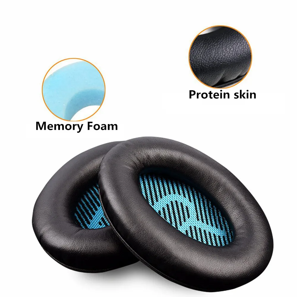 Replacement Protein Leather Foam Ear Pads Cushions for Bose Quietcomfort 2 QC25 AE2 QC2 QC15 AE2I Headphones (4)
