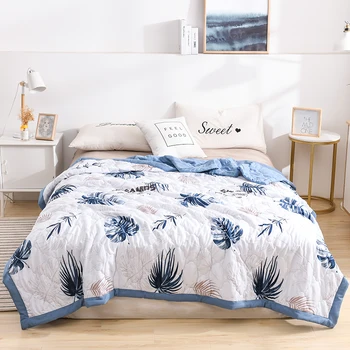 

Summer Washed Cotton Air-conditioning Quilt Soft Breathable Blanket Plants Comforter Bed Cover
