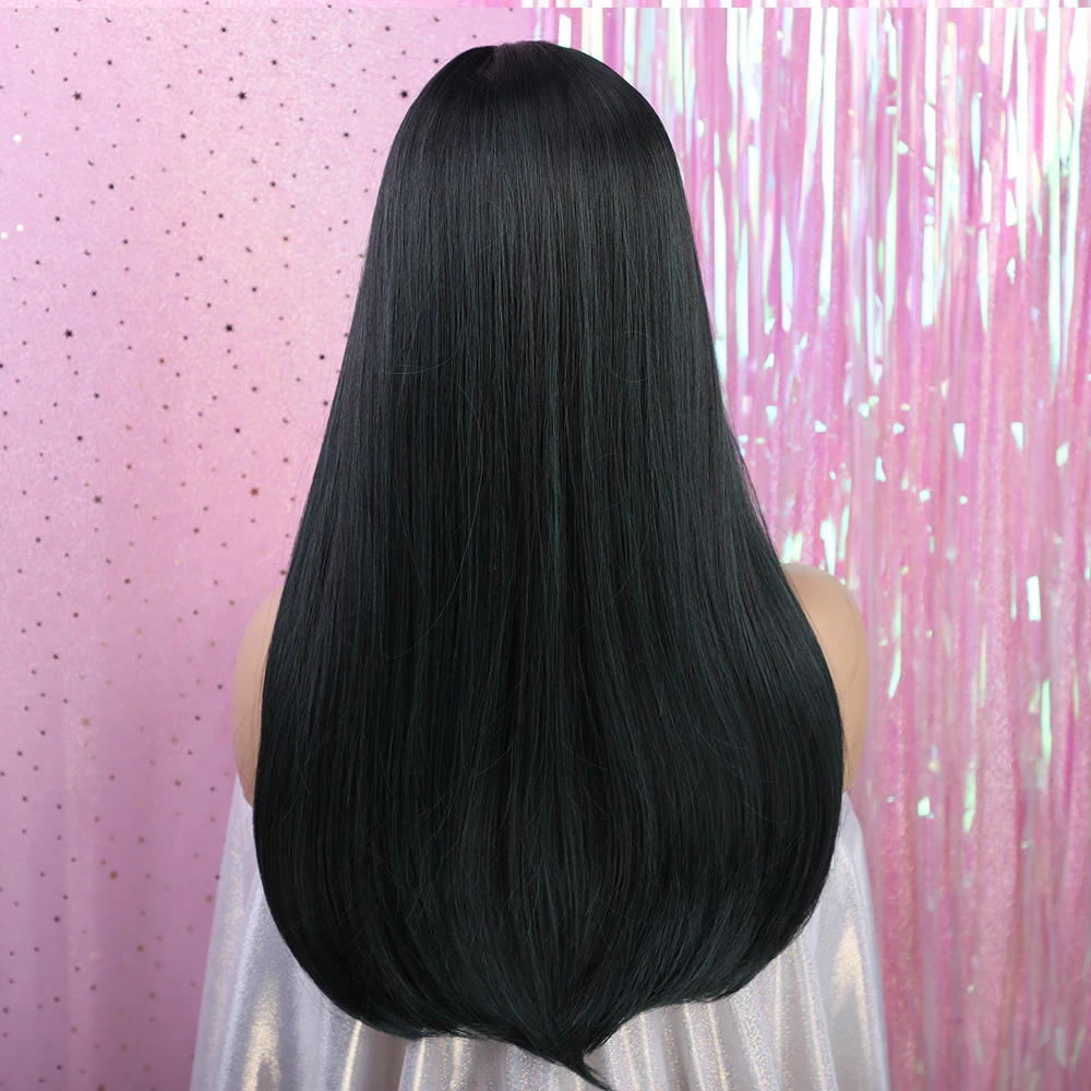 EASIHAIR длинные черные прямые парики с челкой синтетические парики для черных женщин Косплей парики Высокая температура волокна волос парик