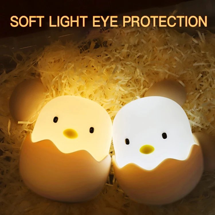 Cute Chicken Egg Night Light Bedside Creative Night Lamp LED Soft Light Touch Sensor USB Charging Tumbler Silicone Kids Gifts motion sensor night light