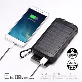 

Power Bank 10000mAh For Xiaomi Solar PowerBank External Battery Mobile Phone Charger For Samsung iPhone 11 Waterproof Poverbank
