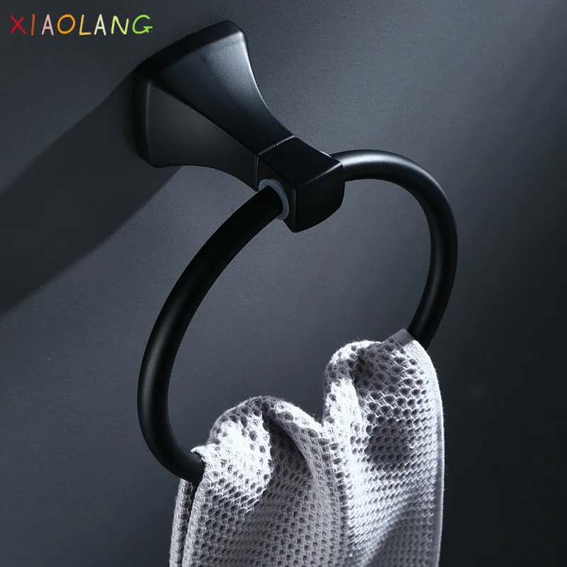 

XIAOLANG 2020Black Space Aluminum Towel Ring, European Dumb Black Toilet, Towel Ring, Archaize Towel Ring