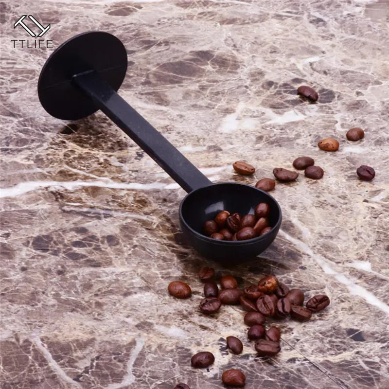 Пластиковые инструменты для кофе и чая, 2 в 1, 10 г, мерная трамбовочная ложка для кофе, черная Подставка для эспрессо, кофейная ложка, кухонные инструменты