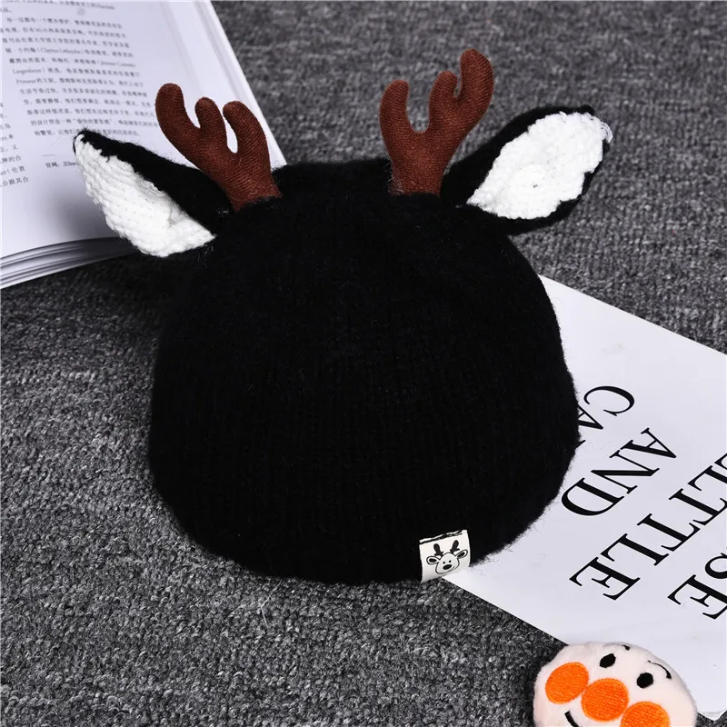 Autumn&Winter Baby New Wool Hat Baby Antler Hat Children's Knit Hat Head Cap Boys and Girls Warm Hat Beanie Baby Christmas Gift