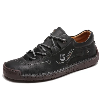 

2020 Fashion Men's Geunine Leather Casual Shoes Summer Outdoor Comfortable Sneakers Soft Loafers For Men Flat Shoes Big Size 48
