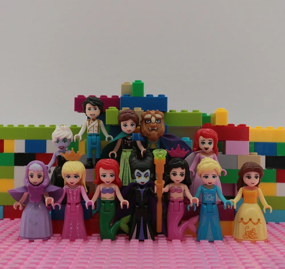 Сказочная принцесса город серия Золушка белый снег Кукла Эльза Playmobil Строительные блоки Друзья игрушки кирпичи для детей девочек