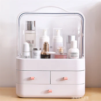 

YM206X Abs Cosmetic Box With Drawer Portable Two-Way Opening And Closing Dustproof Dresser Shelf Dressing Case CosmeticBox