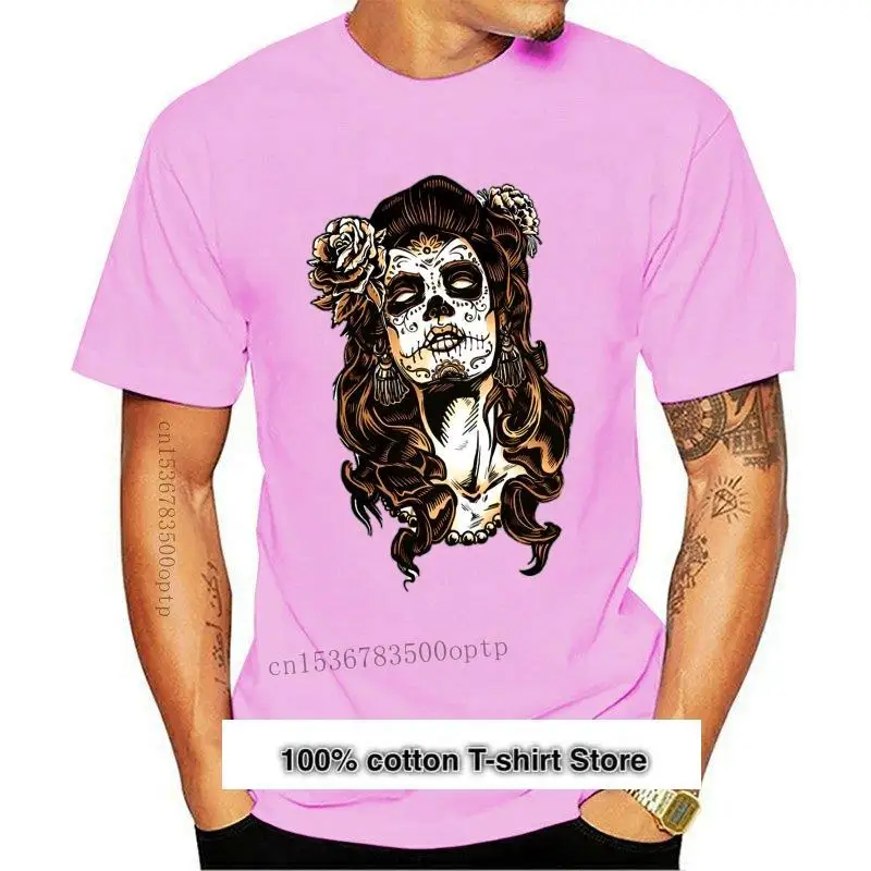 Camiseta para mujer camiseta Catrina Мексики Tattoo Santa Pin-Up Tete De Mort Anime | Мужская одежда