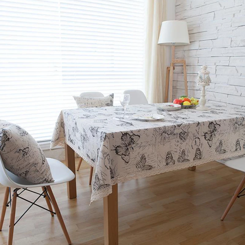 TPFOCUS Black Butterflies Printing Decorative Table Cover Cloth Tablecloth for Decoration