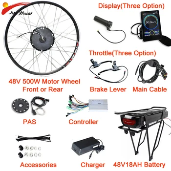 

48V 500W Electric Bicycle Conversion Kit Front/Rear 26inch700C Brushless Motor Wheel Electric Bicycle Kit 48V18A Lithium Battery