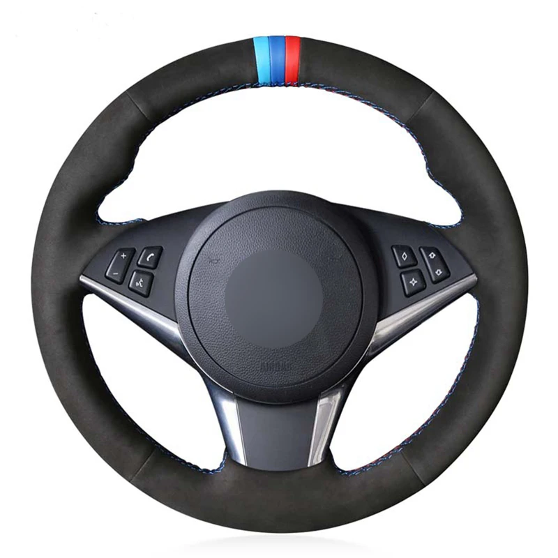 DIY Hand-sewn Black Suede Car Steering Wheel Cover for BMW E64 2004-2010 E60 E61 (Touring) 530d E63 2003-2010 | Автомобили и