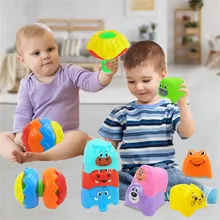 Детское штабелирование чашек морских животных штабелирование чашек Крытый открытый пляж Ванна играть водные игрушки Дети Ранние развивающие игрушки