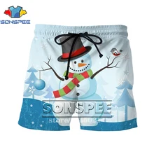 SONSPEE лето для мужчин женщин Дональд Трамп 3D принт Рождество Снеговик шорты пляжные хип хоп уличные спортивные фитнес эластичные брюки S298