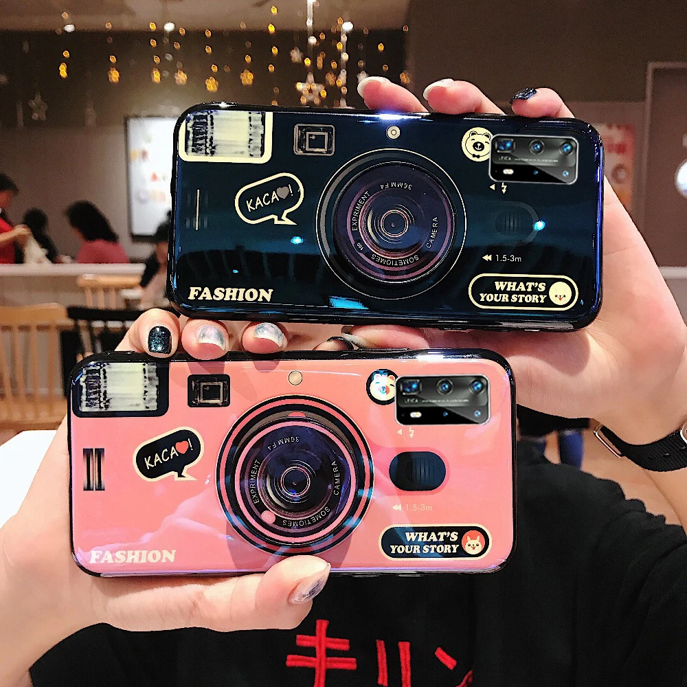 Для Huawei P40 Pro ретро 3D камера мягкий силиконовый чехол для телефона с держателем P30