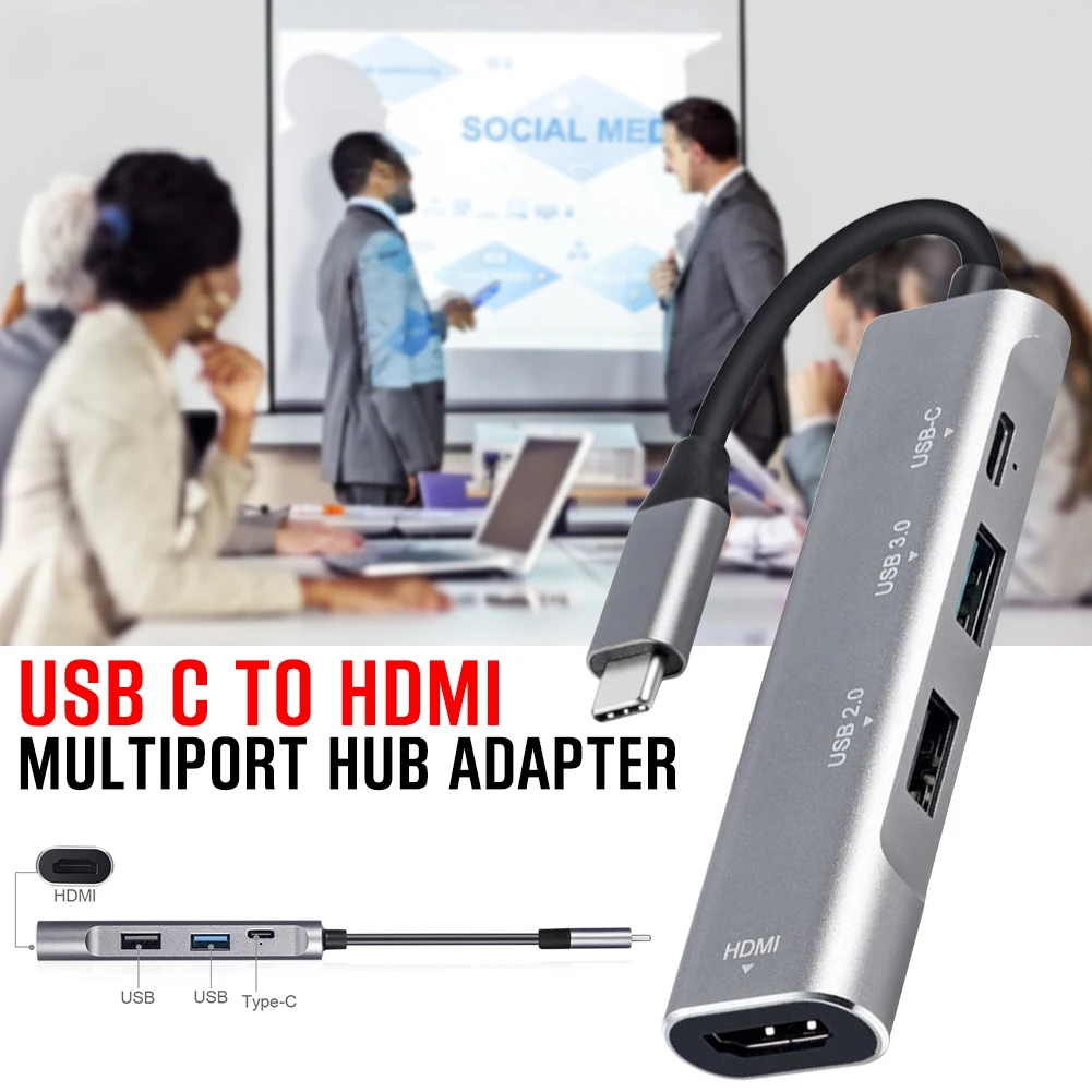 4 в 1 USB 2,0/3,0 type-C к HDMI концентратор многопортовый видеоадаптер для Mac Windows