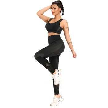 

2PCS Sexy Exquisite Squat Suits Seamless Fitness Set Women Athletic Workout Clothing Sportswear Woman Training Push-up Leggings