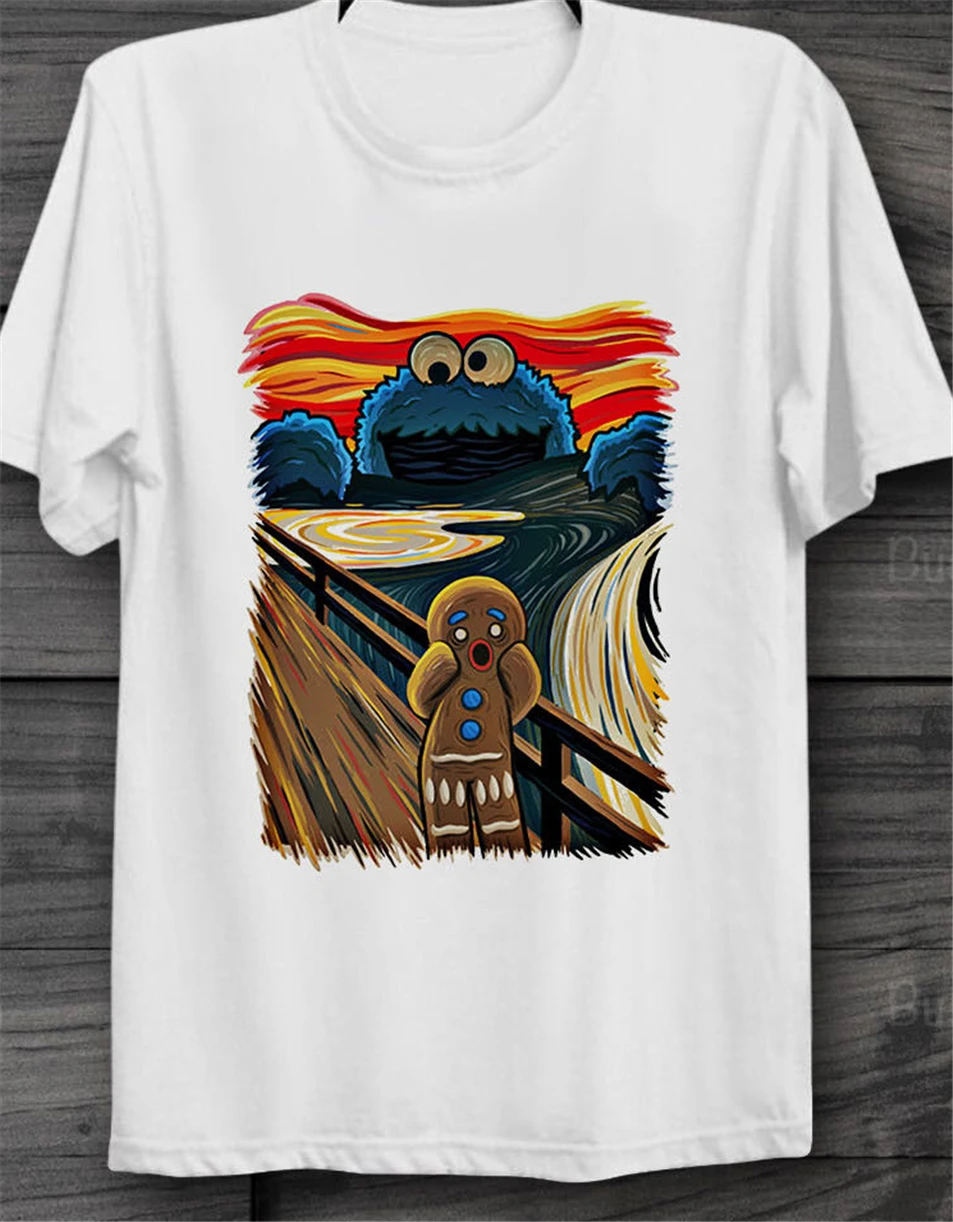 Футболка унисекс с принтом пряничного человека Шрек и печенья летняя