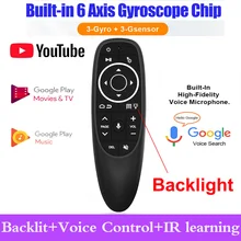 Mando a distancia G10S Pro para caja Android tv y PC, Control de voz con retroiluminación, giroscopio, miniinalámbrico, inteligente