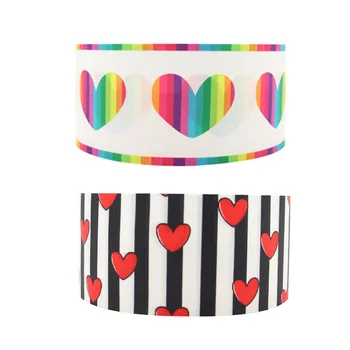 

Q&N ribbon Heart-shaped printed grosgrain/FOE ribbon Wedding cotton webbing belt Ribbon with logo50yards/roll free shipping