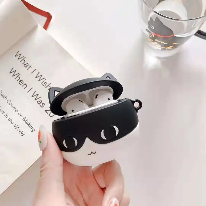 Милый Кот шаблон Защитный чехол силиконовый чехол для Airpods 1/2 зарядная коробка