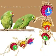 Попугай восхождения Жевательная веточка игрушка колокольчик качели висячая Веревка Птица товары для домашних животных