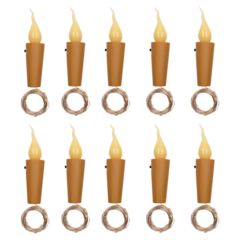 

10Pcs 20 LED Wine Bottle Lights Candle Light Cork Lights DIY Christmas String Lights for Party Halloween Wedding Decoration Prom