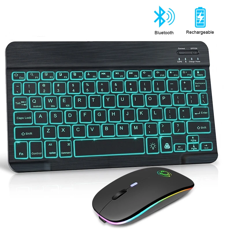 Mini Bluetooth Keyboard and Mouse Ipad Wireless Backlit Keyboard for