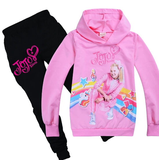 New spring autumn girls JOJO Siwa clothes sets sweatshirt+ Pants full sleeve clothing Suit children Sport cotton kids wear
