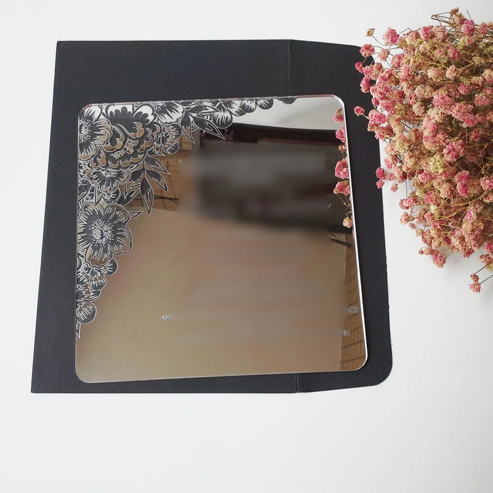  Sample order for 7*7inch flower elements square shape silver mirror acrylic wedding invitation card - 32698903464
