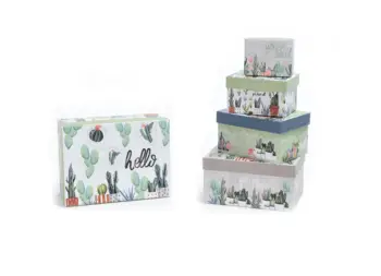 

5 Li Box Set, Italian Design, Cactus Pattern, Rectangular Lid Model