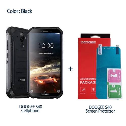 DOOGEE S40 IP68 IP69K Мобильный телефон 5,5 дюймов дисплей 4650 мАч MT6739 четырехъядерный 3 ГБ ОЗУ 32 Гб ПЗУ Android 9,1 8.0MP камера 4G сеть - Цвет: Add Screen Protector