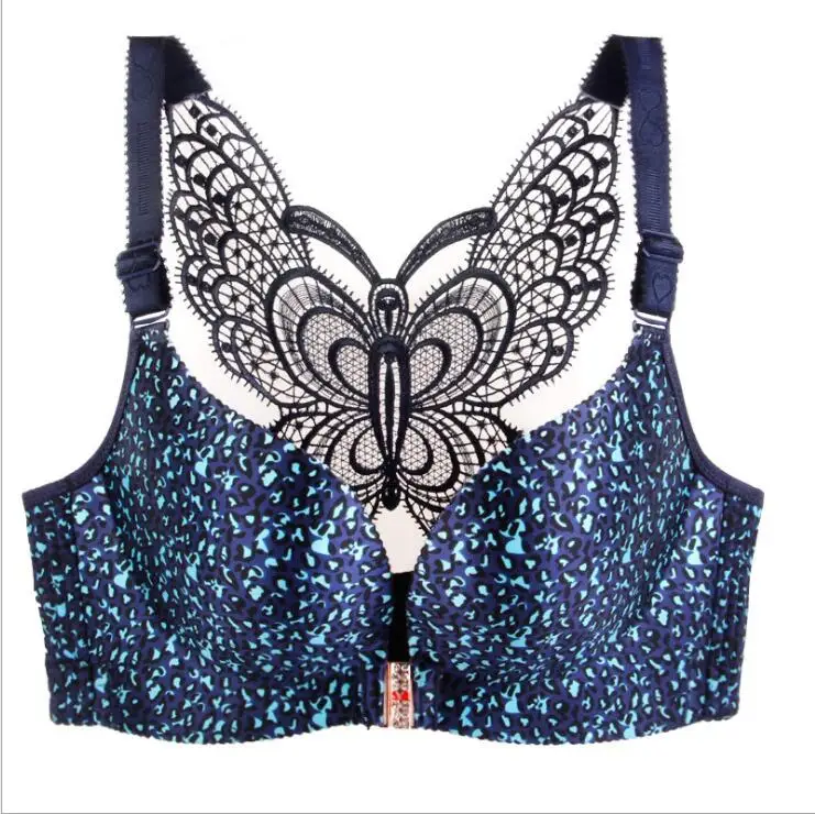 royalblue leopard Бюстгальтер пуш-ап размера плюс, тонкий бюстгальтер с застежкой спереди, без косточек, спандекс, чашечки 3/4, бесшовные бюстгальтеры для маленькой груди, женские чашечки A B 082 - Цвет: royalblue leopard