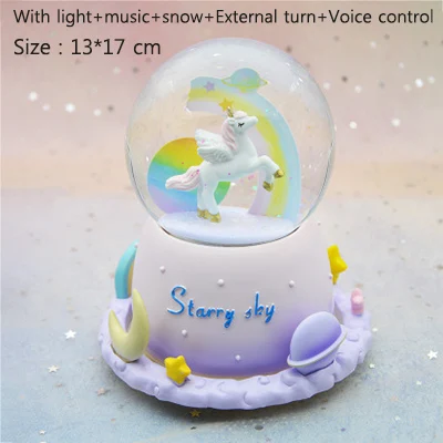 Fantacy Starry Sky Universe Miniature Model Snow Globe Crystal Ball Christmas Music Box Christmas Home Decoration Birthday Gift - Цвет: Purple-external turn