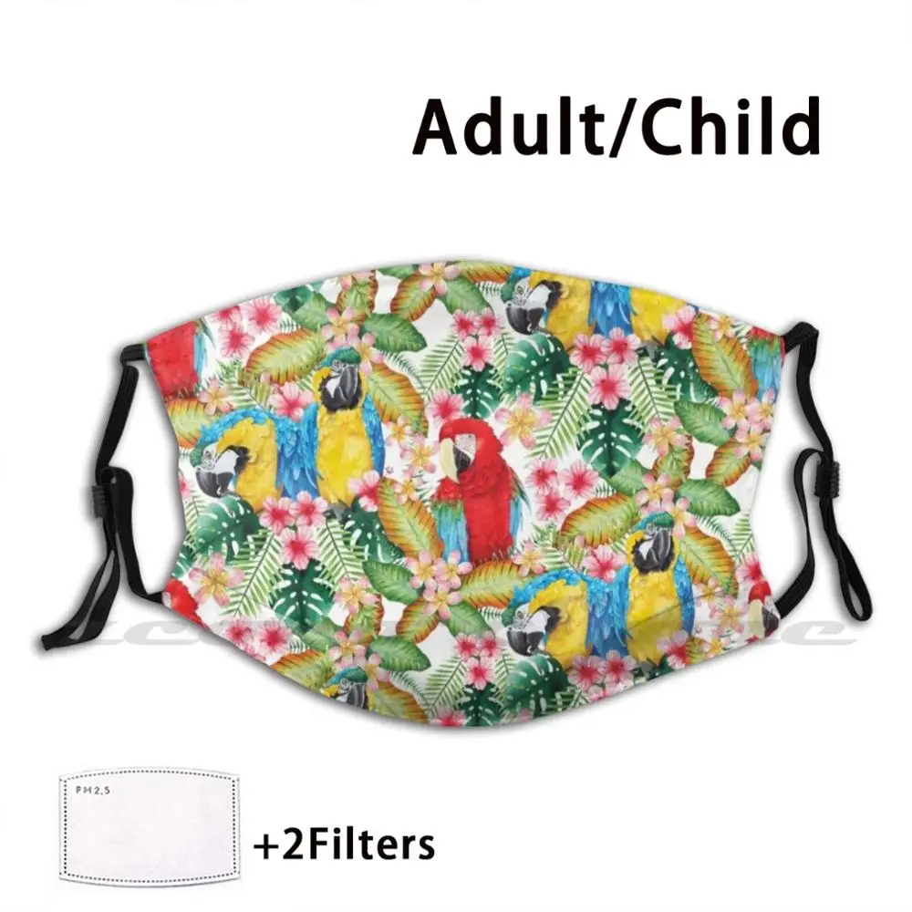 

Маска Акварельная моющаяся Pm2.5 с узором в виде попугая ара