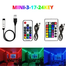 5V USB Led Strip 3/17/24 Key RGB Remote Controller Led Controller LED IR RGB Controler LED Lights Controller For RGB 2835 5050