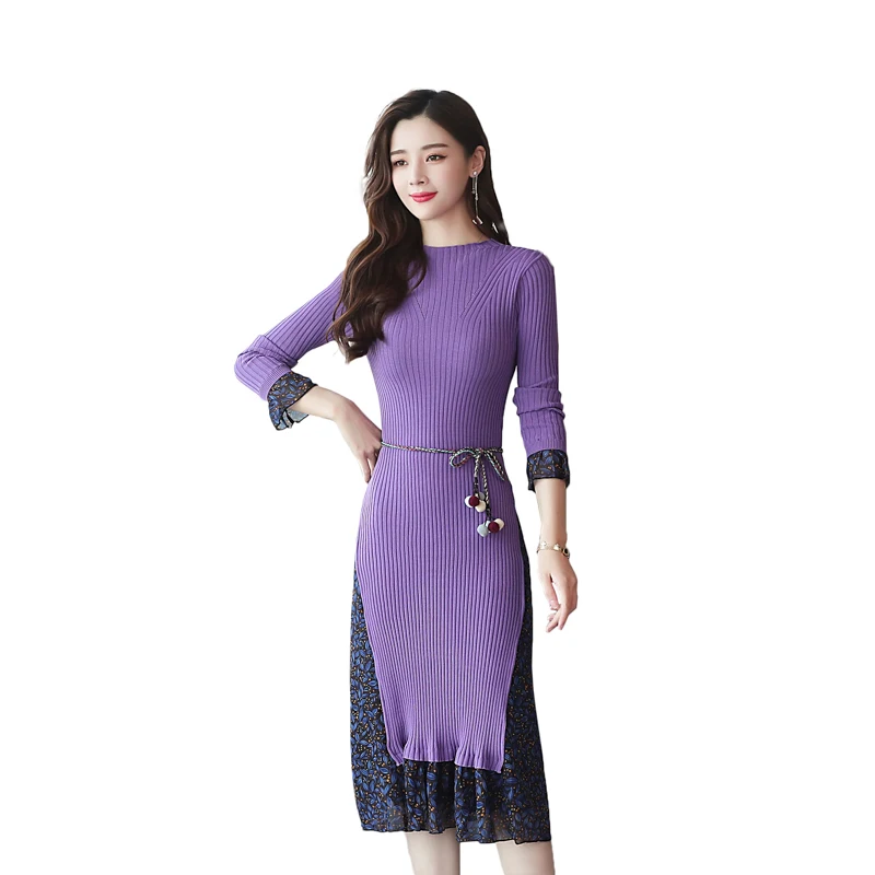 

Dress Autumn dress Korean new arrival vestidos wholesale OLN women long knitted women поддельное Vestido sweater