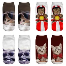 Милые носки с котом, 3D забавные носки с животным принтом, женские новые модные носки унисекс, носки с низкой лодыжкой, рождественские носки с котом, Meias Harajuku
