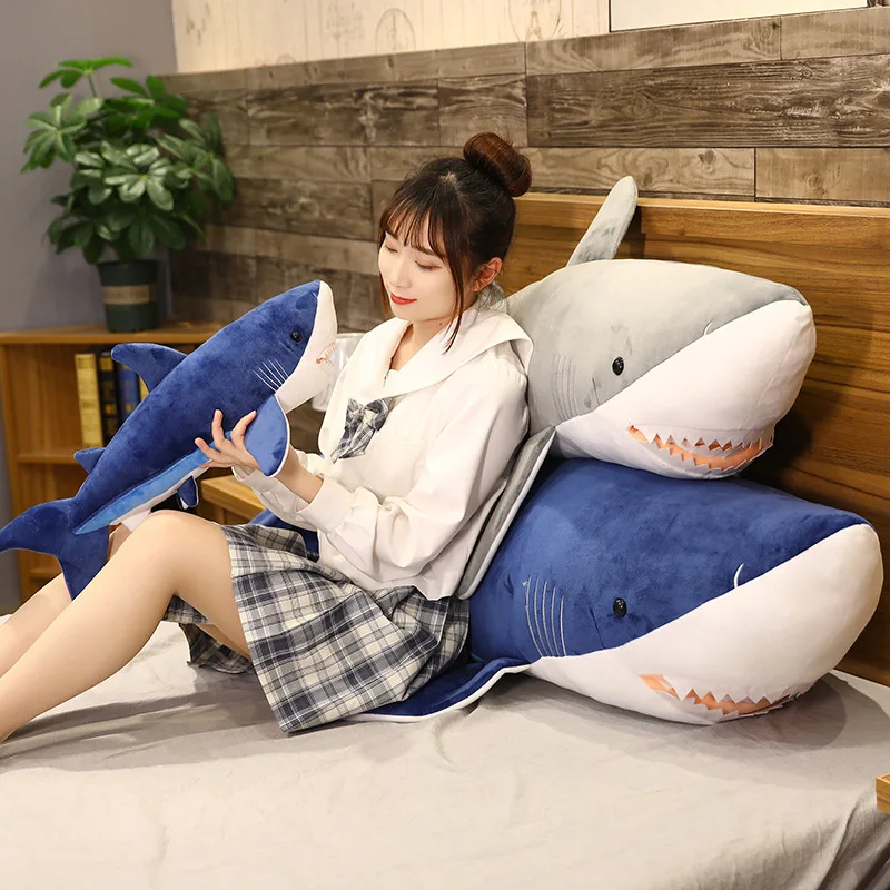 130cm Cute Soft Shark Cat Plush Toys Office Nap Stuffed Animal Pillow Home  Comfort Cushion Christmas Gift Doll for Kids Girl
