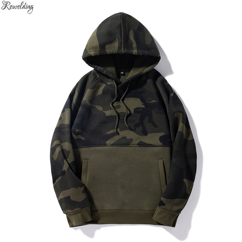 

Newest Contrast Color Camouflage Camo Hoodies Men Fleece Long Sleeve Man Pullover Sweatshirt Skate Hip Hop Male Warm Streetwear