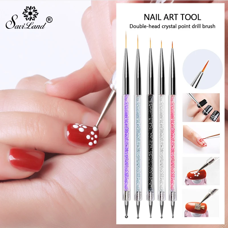 

Saviland Double-Head Crystal Brush Magnet Head Pen Flower for DIY Magic 3D Magnetic Cats Eyes UV Gel Polish Brush Nail Tools