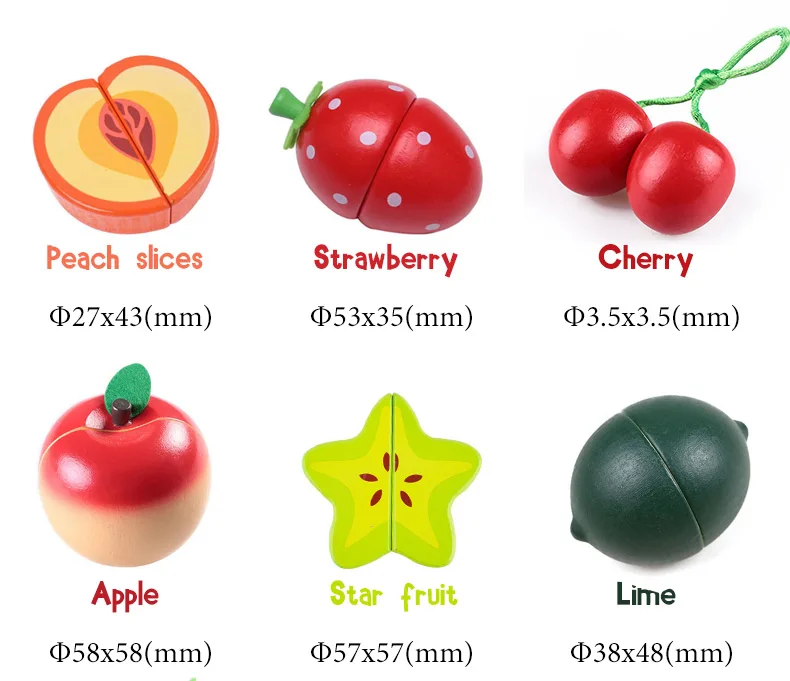 [Toy Woo] Wooden Cutting Kitchen Toy Pretend Play Fruit Vegetable Baby Educational Food Toys Children's Kitchen Play Gifts