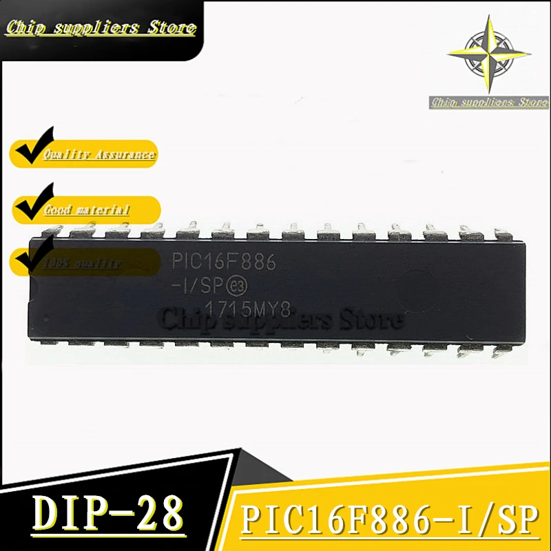 2PCS PIC16F886 PIC16F886-I/SP MICROCHIP MCU IC DIP-28 