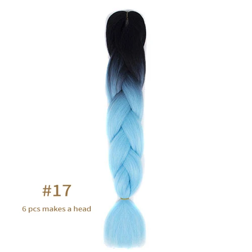 Synthetic jumb Braids Ombre Braiding Hair Extension Box Braid Hair Pink Purple Yellow Golden Colors hair 24inch kanekalons hair B17