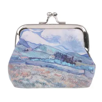 

THINKTHENDO WoMan Oil Painting Pattern Wallet PU Leather Card Holder Coin Purse Clutch Handbag Bags Girl Cartoon Mini Coin Bags