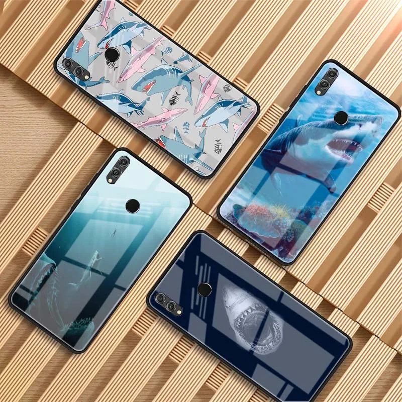 Чехол для телефона из закаленного стекла Huawei Honor 10 8X Fierce shark чехлы P20 P30 Lite PRO MATE 20 |
