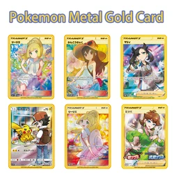 Cartes pokémon dorées en métal, carte V, PIKACHU, Charizard, doré, cadeau de Collection, jeu pour enfants, japonais, nouvelle Collection 2021 